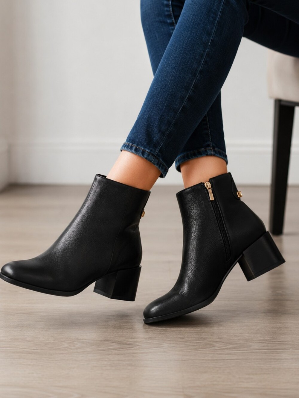 Aerosoles Ortona Black Leather Square Toe Bootie Size 10.5 NWT